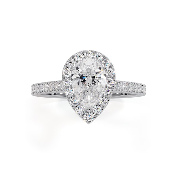 Diana GIA Diamond Pear Halo Engagement Ring Platinum 1.35ct G/SI2 - Image 2