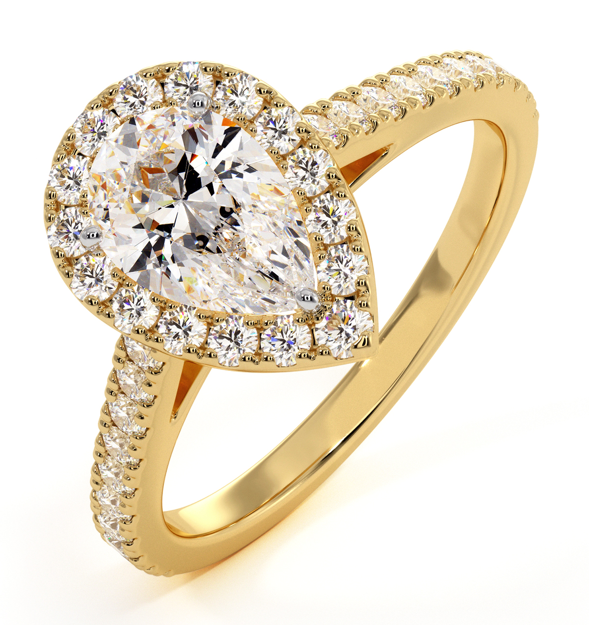 Diana GIA Diamond Pear Halo Engagement Ring in 18K Gold 1.35ct G/SI2 - image 1