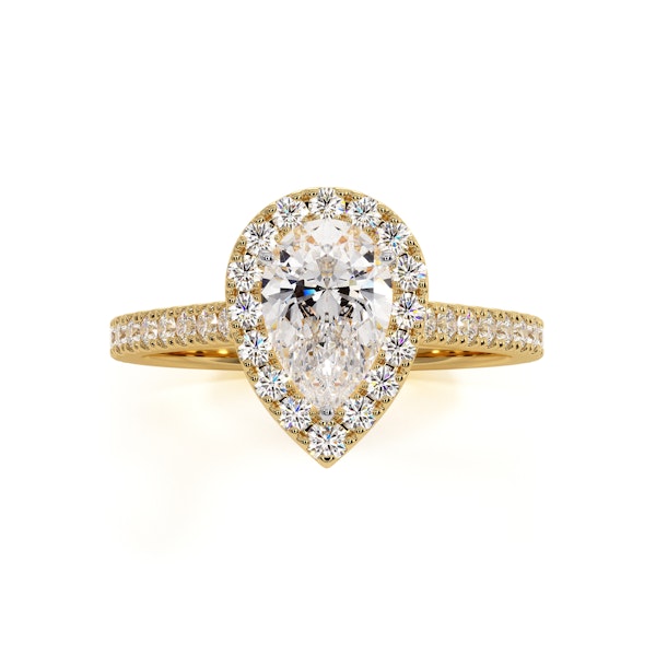 Diana GIA Diamond Pear Halo Engagement Ring in 18K Gold 1.35ct G/SI1 - Image 2