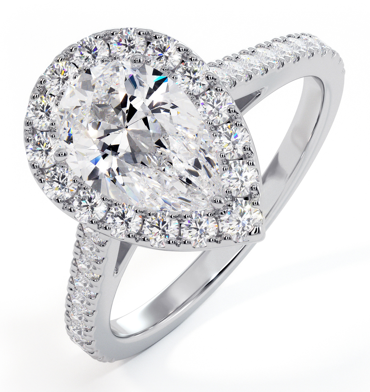 Diana Lab Diamond Pear Halo Engagement Ring Platinum 1.60ct G/VS1 - image 1