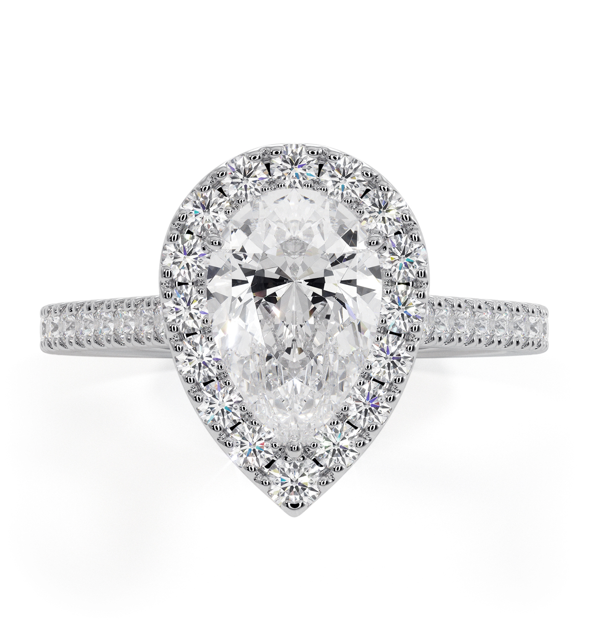 Diana Lab Diamond Pear Halo Engagement Ring Platinum 1.60ct G/VS1