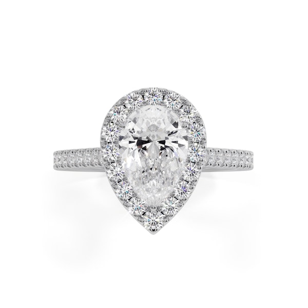 Diana GIA Diamond Pear Halo Engagement Ring Platinum 1.60ct G/SI2 - Image 2