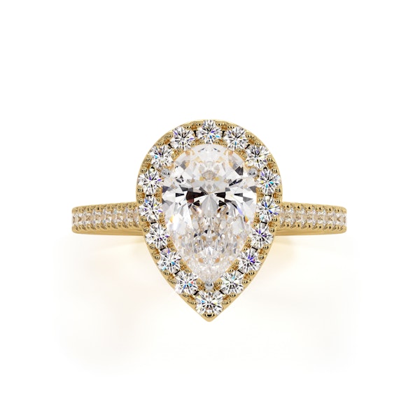 Diana GIA Diamond Pear Halo Engagement Ring in 18K Gold 1.60ct G/SI1 - Image 2