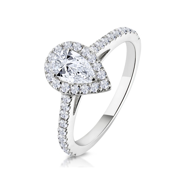 Diana Lab Diamond Pear Halo Engagement Ring Platinum 1ct G/VS1 - Size Z - Image 1