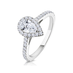 Diana Lab Diamond Pear Halo Engagement Ring Platinum 1ct G/VS1 - Size Z