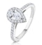Diana Lab Diamond Pear Halo Engagement Ring Platinum 1ct G/VS1 - image 1