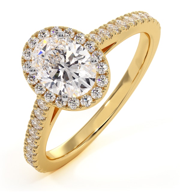 Georgina GIA Oval Diamond Halo Engagement Ring 18K Gold 1.30ct G/Vs1 - image 1