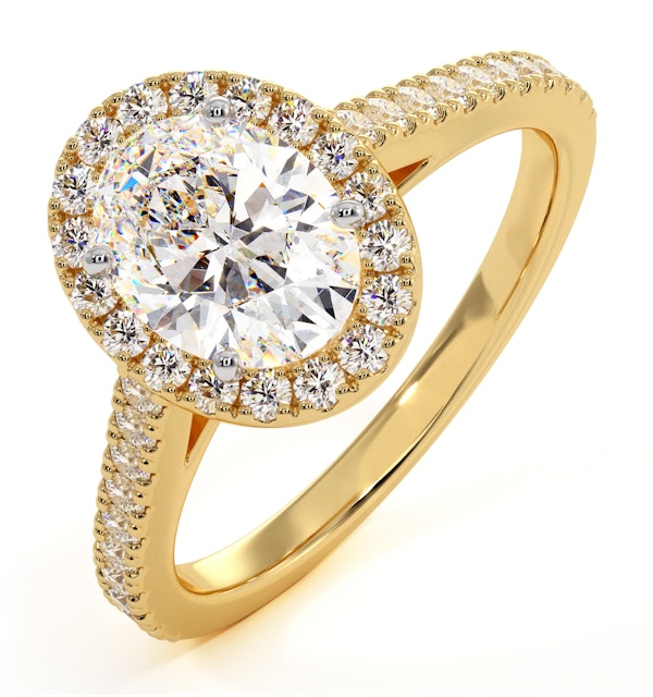 Georgina GIA Oval Diamond Halo Engagement Ring 18K Gold 1.55ct G/VS1 - image 1