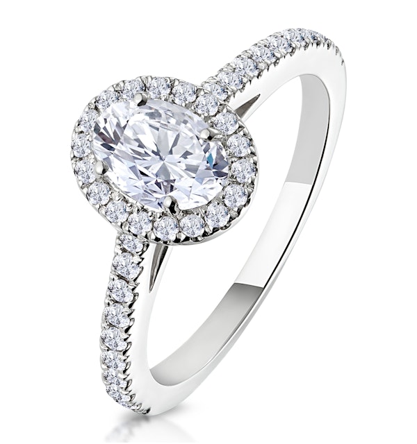 Georgina GIA Oval Diamond Halo Engagement Ring Platinum 1.30ct G/Vs1 - image 1