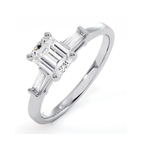 Genevieve GIA Emerald Cut Diamond Ring in Platinum 0.90ct G/VS1