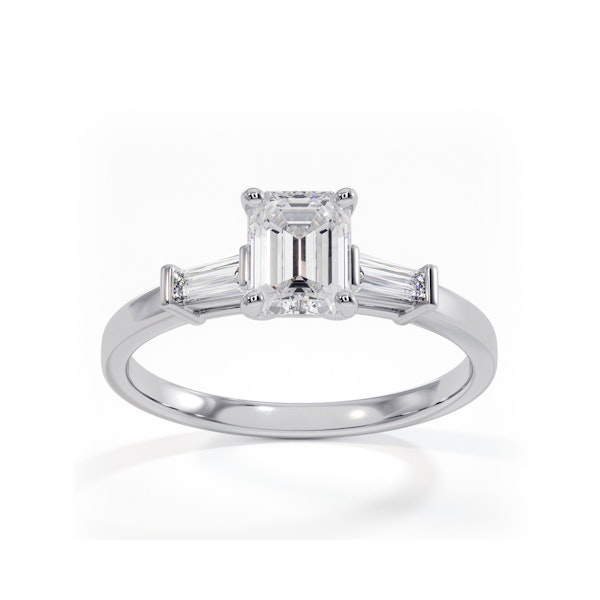 Genevieve GIA Emerald Cut Diamond Ring in Platinum 0.90ct G/VS1 - Image 3