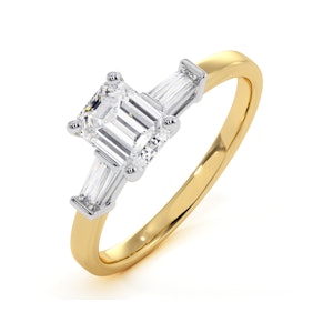 Genevieve GIA Emerald Cut Diamond Ring in 18K Gold 0.90ct G/VS1