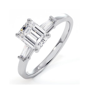 Genevieve GIA Emerald Cut Diamond Ring in Platinum 1.25ct G/VS1