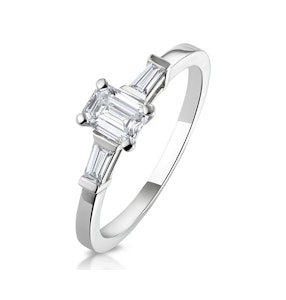 Genevieve Emerald Cut Diamond Ring in 18K White Gold 0.70ct G/VS1