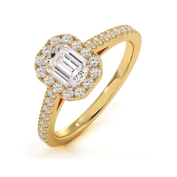 Annabelle GIA Diamond Halo Engagement Ring in 18K Gold 1ct G/VS1 - Size I - Image 1