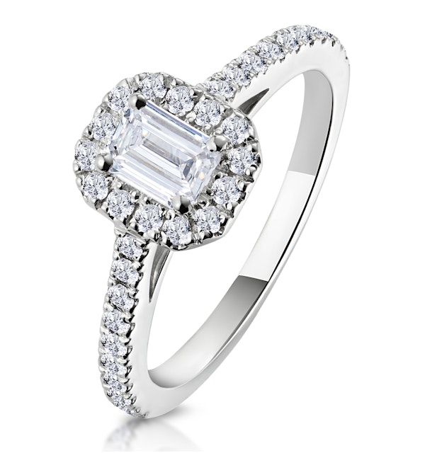 Annabelle GIA Diamond Halo Engagement Ring 18K White Gold 1ct G/VS2 - image 1