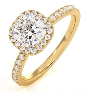 Beatrice GIA Diamond Halo Engagement Ring in 18K Gold 1.48ct G/SI2
