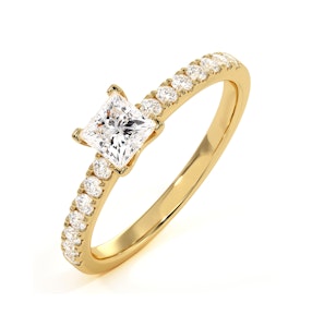 Katerina Princess Diamond Engagement Ring 18K Gold 0.85ct G/SI2