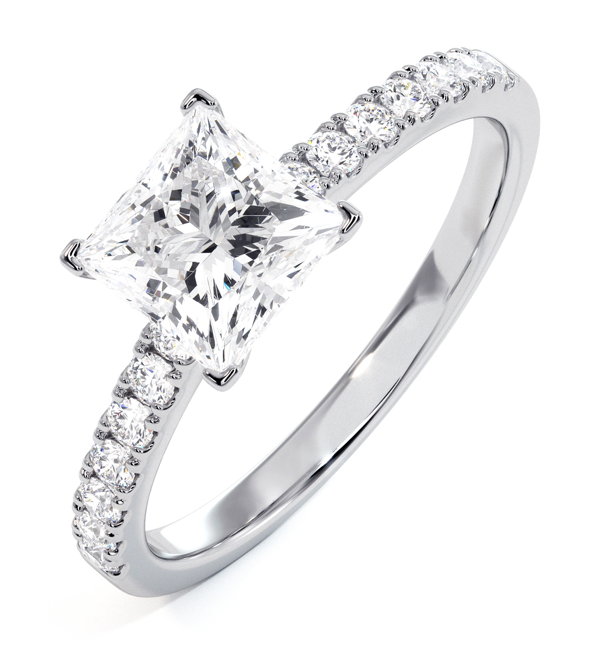 Katerina Princess Cut Diamond Halo Engagement Rings | The