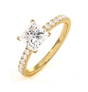 2.60ct Katerina Lab Princess Diamond Engagement Ring 18K Gold F/VS1