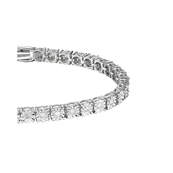 Silver Diamond Set 1.00ct Tennis Bracelet - Image 3