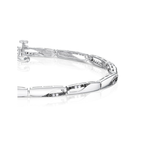 0.25ct Diamond and Black Diamond Silver Bar Bracelet - Image 2