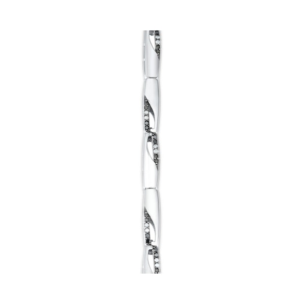 0.25ct Diamond and Black Diamond Silver Bar Bracelet - Image 3