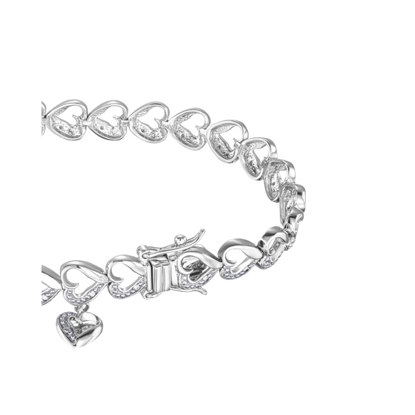 Diamond Heart Sterling Silver Bracelet - Image 3