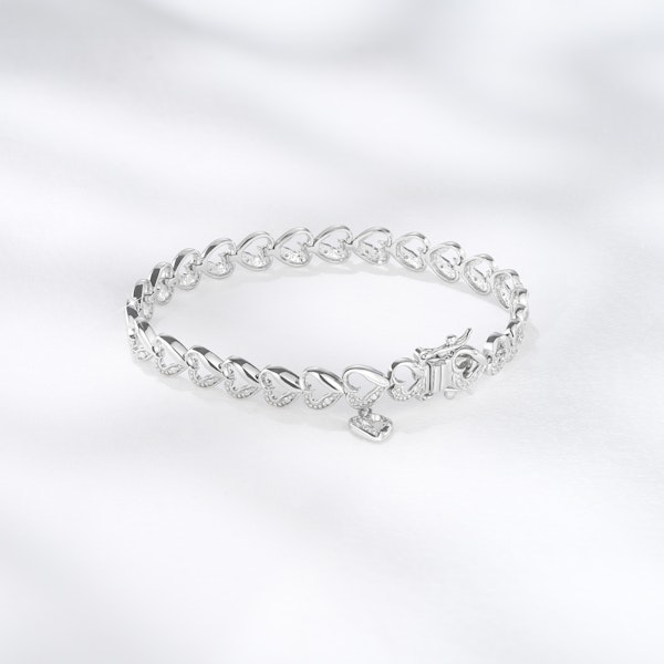 Diamond Heart Sterling Silver Bracelet - Image 4