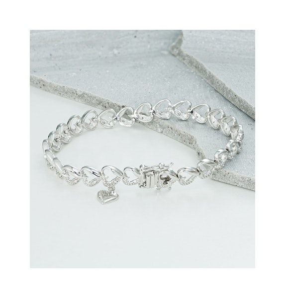 Diamond Heart Sterling Silver Bracelet - Image 5