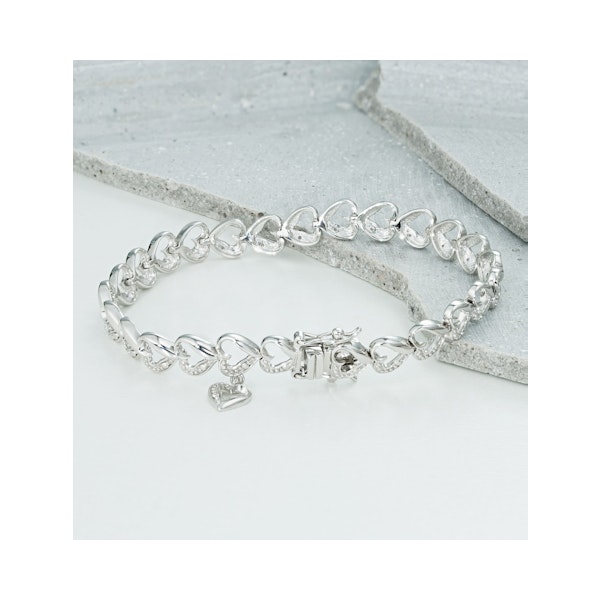 Diamond Heart Sterling Silver Bracelet - Image 5