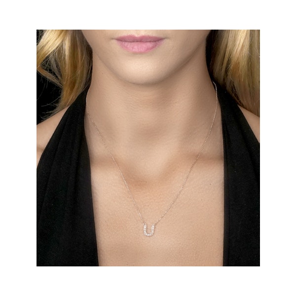 Initial 'U' Necklace Diamond Encrusted Pave Set in 9K Rose Gold - Image 2
