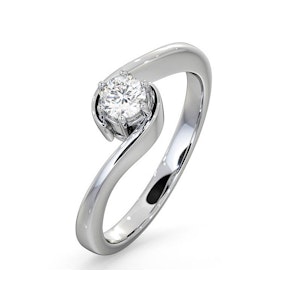 Certified Leah 18K White Gold Diamond Engagement Ring 0.33CT-F-G/VS