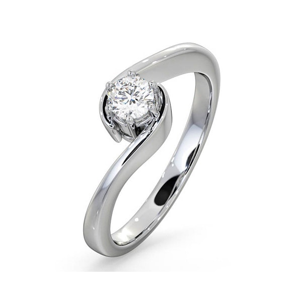 Certified Leah 18K White Gold Diamond Engagement Ring 0.25CT-G-H/SI - Image 1