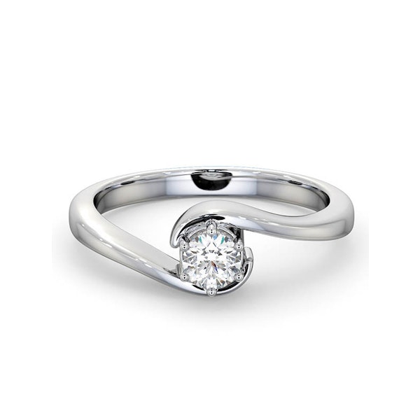 Certified Leah 18K White Gold Diamond Engagement Ring 0.33CT-F-G/VS - Image 3