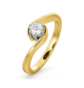 Certified Leah 18K Gold Diamond Engagement Ring 0.25CT-G-H/SI