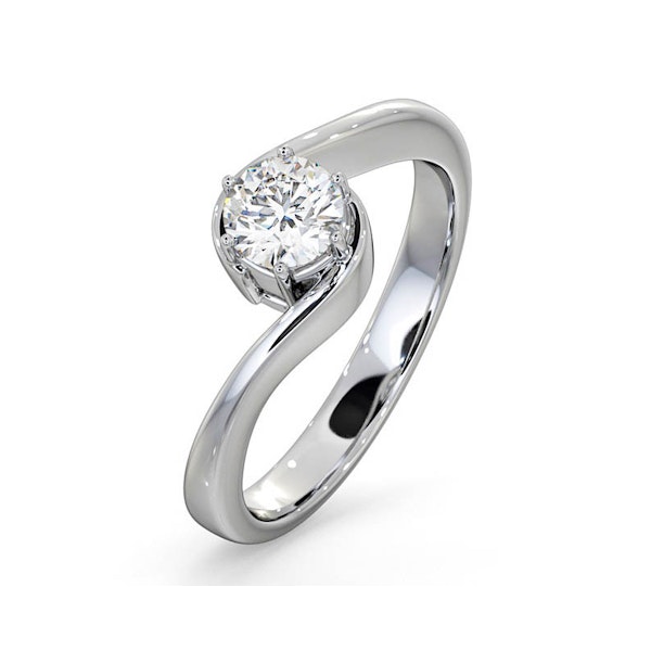 Certified Leah 18K White Gold Diamond Engagement Ring 0.50CT - Image 1
