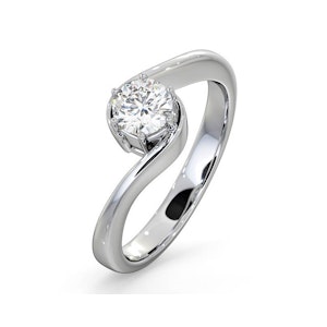 Certified 0.50CT Leah 18K White Gold Engagement Ring E/VS2