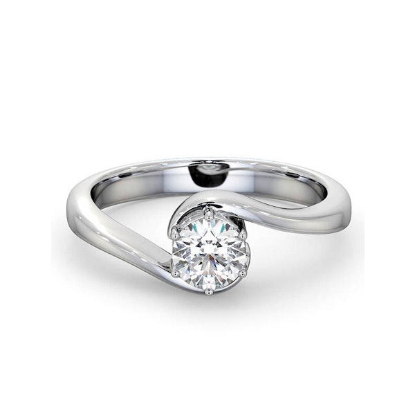 Certified 0.50CT Leah 18K White Gold Engagement Ring E/VS1 - Image 3