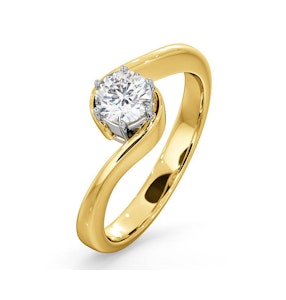 Certified 0.50CT Leah 18K Gold Engagement Ring E/VS2
