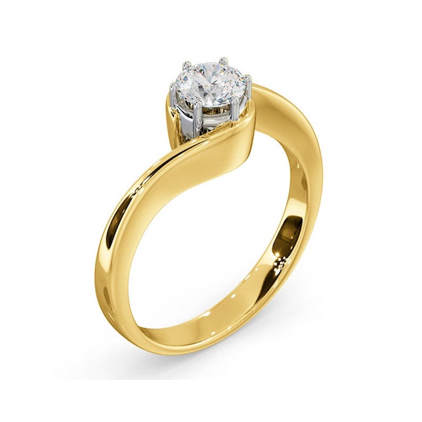 Certified 0.50CT Leah 18K Gold Engagement Ring E/VS1 - Image 2