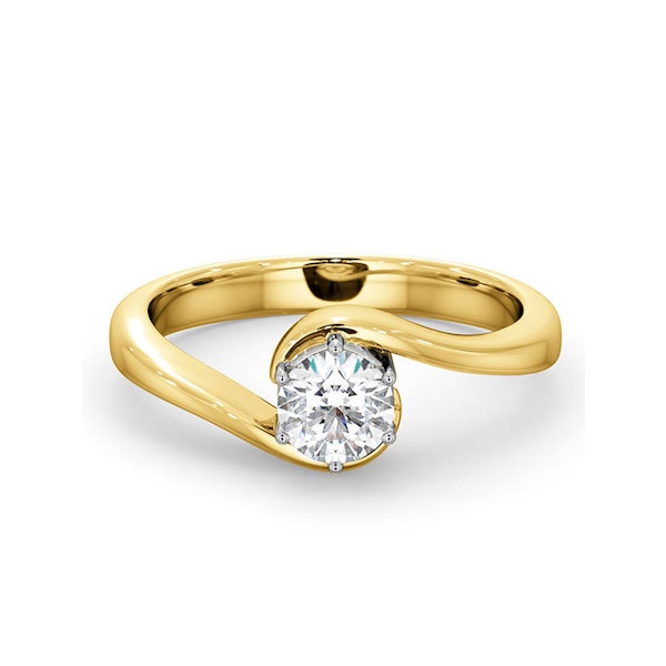 Certified 0.50CT Leah 18K Gold Engagement Ring E/VS2 - Image 3