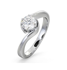 Certified 0.70CT Leah 18K White Gold Engagement Ring E/VS1