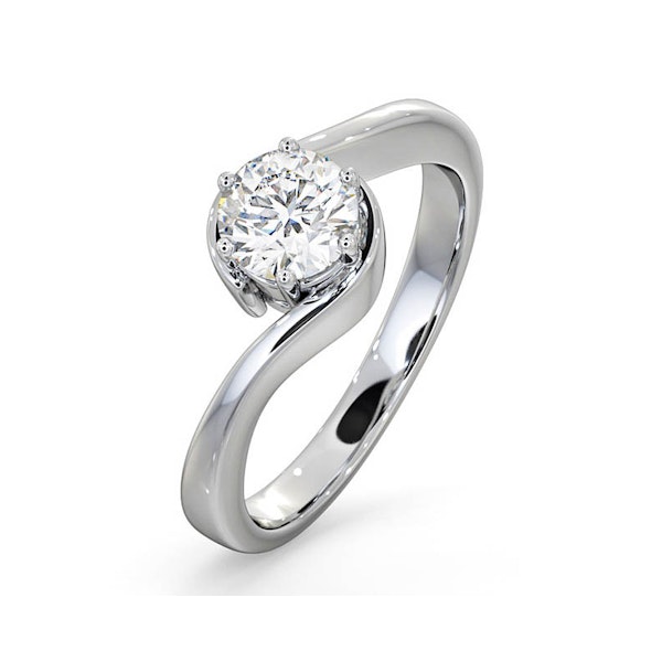 Certified 0.70CT Leah Platinum Engagement Ring E/VS2 - Image 1