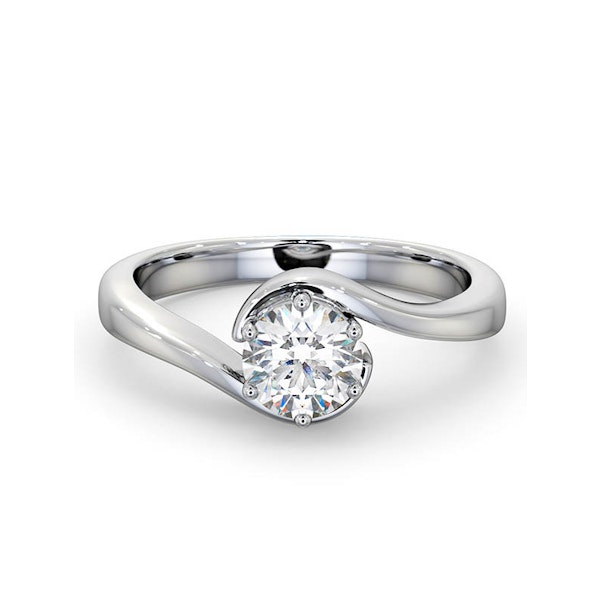 Certified 0.70CT Leah 18K White Gold Engagement Ring E/VS2 - Image 3