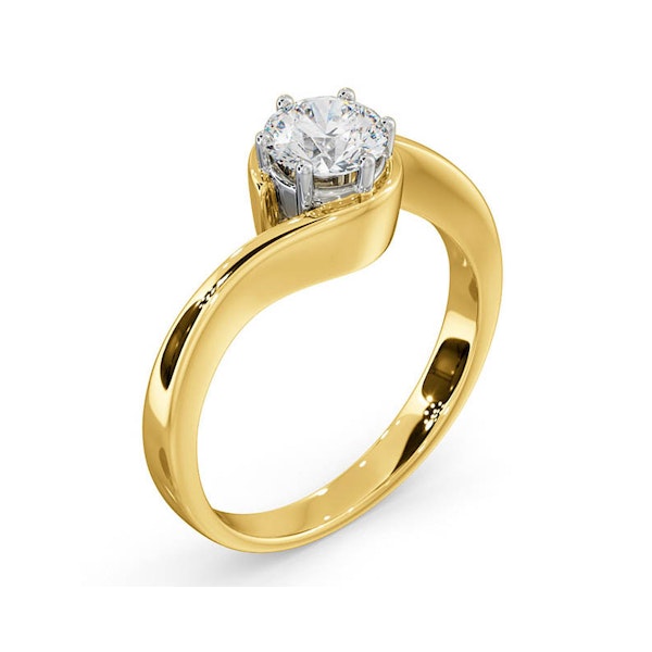 Certified 0.70CT Leah 18K Gold Engagement Ring E/VS2 - Image 2