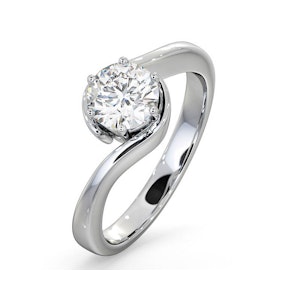 Certified 0.90CT Leah 18K White Gold Engagement Ring E/VS2