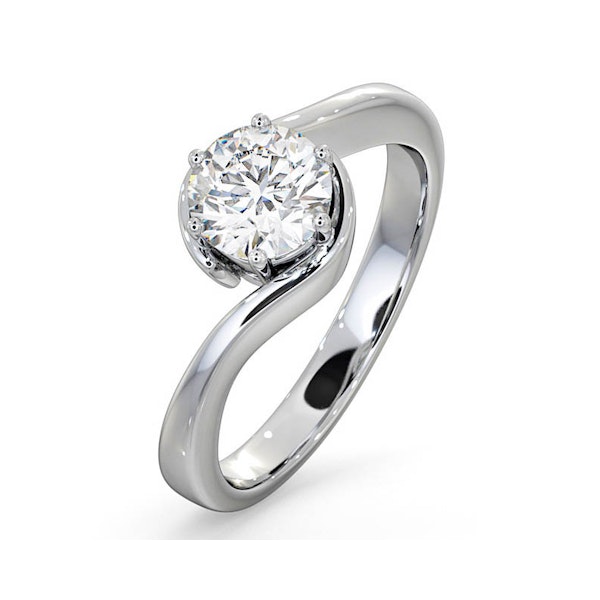 Certified 0.90CT Leah 18K White Gold Engagement Ring E/VS2 - Image 1