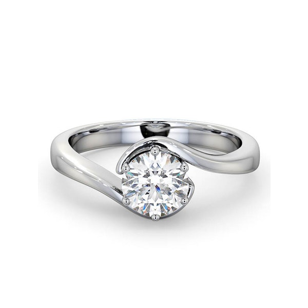Certified 0.90CT Leah 18K White Gold Engagement Ring E/VS1 - Image 3