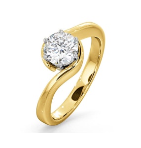 Certified 0.90CT Leah 18K Gold Engagement Ring E/VS1